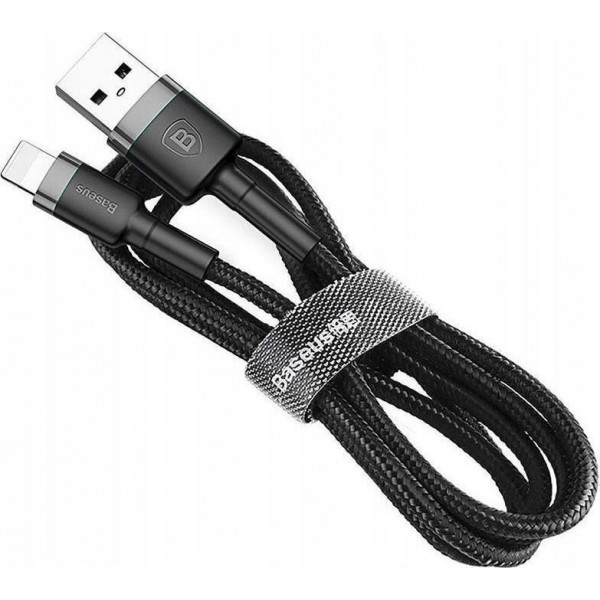 Baseus Καλώδιο Φόρτισης Cafule USB to Lightning Cable 8-pin 1m 2,4A - Γκρι/Μαύρο (CALKLF-BG1)