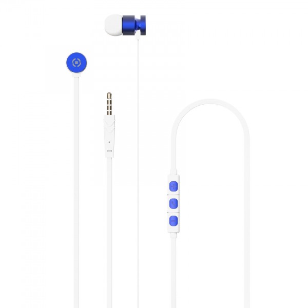 Celly Ενσύρματα Ακουστικά Ψείρες 3.5mm 1.2m Με Πλήκτρο Ελέγχου Και Μικρόφωνο Μπλε/Λευκό UP1000BL