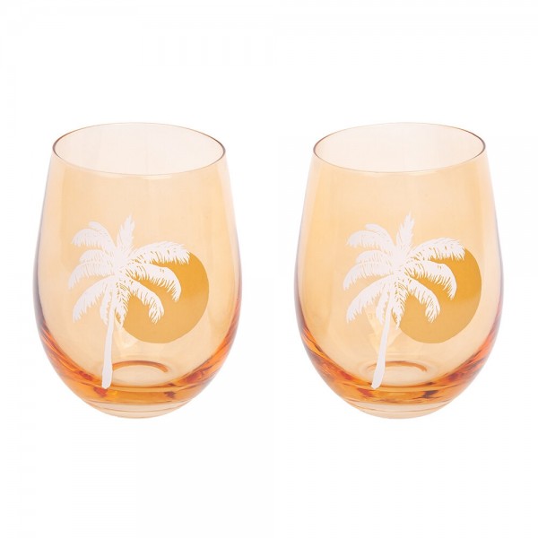 Sunnylife Σετ 2 Ποτήρια Cheers Stemless Glass Tumblers Desert Palms - Peachy Pink Set of 2 S1UGCODE Γυαλί