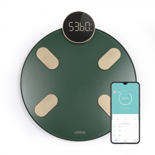 LIVOO Smart Ψηφιακή Ζυγαριά Μπάνιου με 13 Τύπους Μέτρησης Πράσινη DOM455V