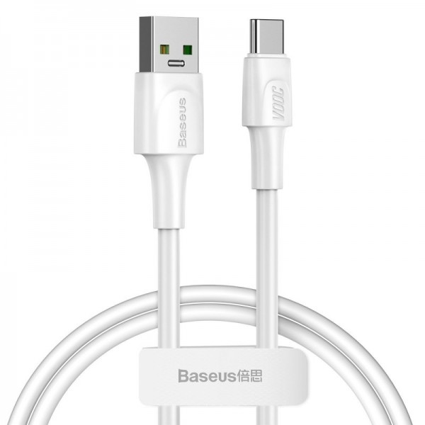 Baseus VOOC Regular USB 2.0 Cable USB-C male - USB-A male Λευκό 1m CATSW-F02