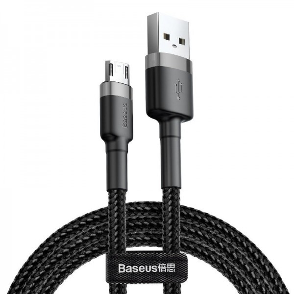 Baseus Καλώδιο Cafule Braided USB / micro USB QC3.0 2.4A 1m - Baseus - Μαύρο / Γκρι - Micro Usb CAMKLF-BG1