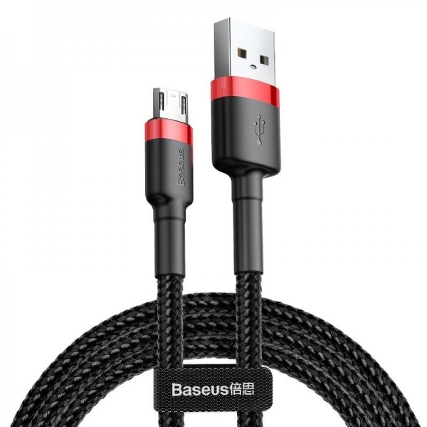 Baseus Καλώδιο Cafule Braided Cable USB 2.0 to micro USB male 1m CAMKLF-B91 - Μαύρο Κόκκινο
