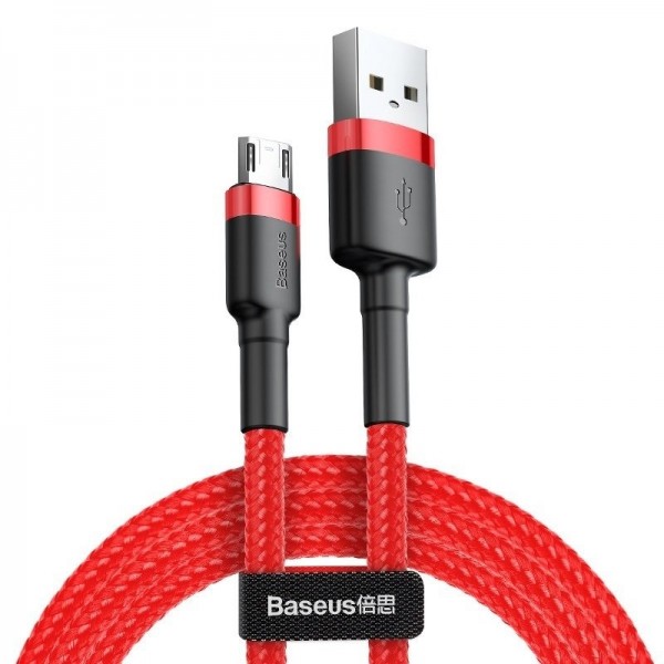 Baseus Καλώδιο Cafule Braided USB / micro USB QC3.0 1.5A 2m Κόκκινο CAMKLF-C09