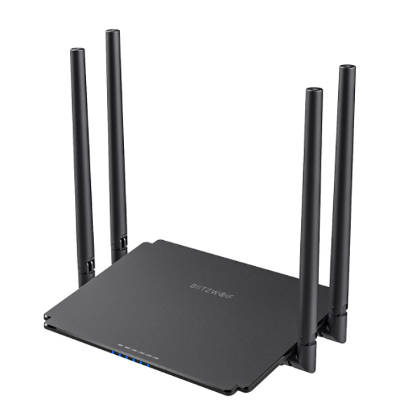 BlitzWolf Router Wireless 2.4G+5G Dual Band 1200Mbps Speed Superior Chip 4x5dBi High-Gain Antennas 512MB Memory (BW-NET1)