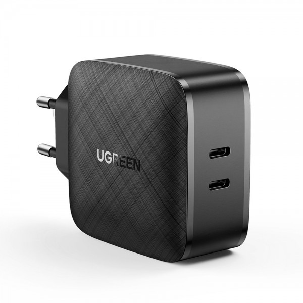 Ugreen Φορτιστής Χωρίς Καλώδιο 2x USB Type C 66W Power Delivery 3.0 Quick Charge 4.0+ black