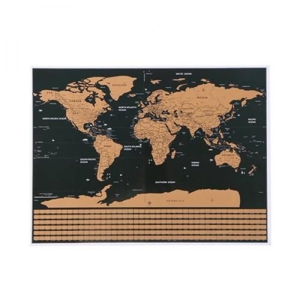 Παγκόσμιος Χάρτης "Ξυστό" Scratch σε Μαύρο/Χρυσό Χρώμα, 82x59 cm 00009409