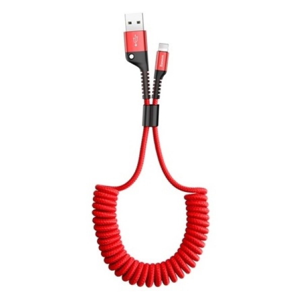 Baseus Fish Eye Braided / Spiral USB 2.0 Cable USB-C male - USB-A male Κόκκινο 1m CATSR-09