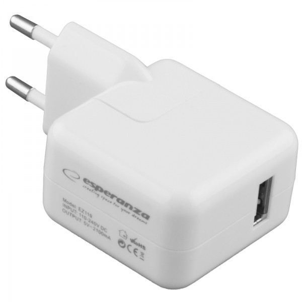 Esperanza USB Wall Adapter Λευκό (EZ119)
