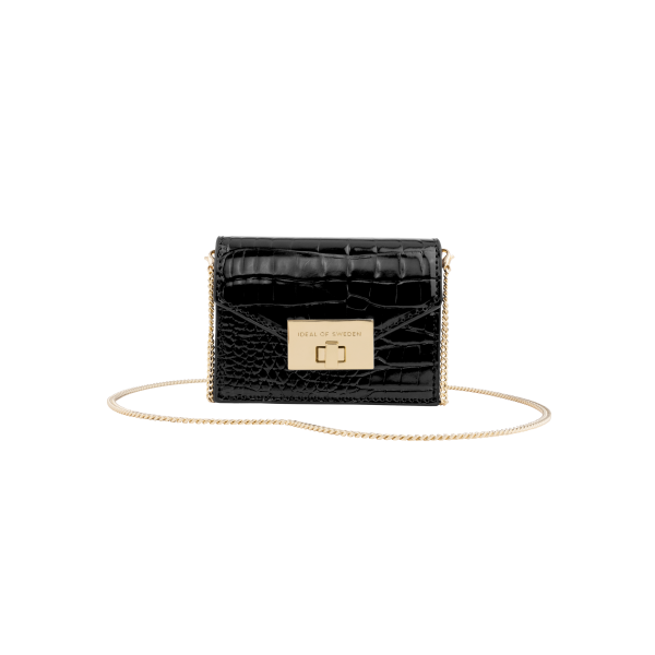 IDEAL OF SWEDEN Maya Wallet Mini Bag Universal Glossy Black Croco IDCWSS21-274