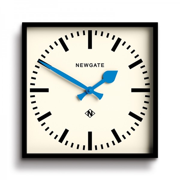Newgate Αναλογικό Ρολόι Τοίχου Number Five Railway Quartz 33.5x33.5cm Ακρυλικό Μαύρο, Μπλε Δείκτες SF0016CL-BL