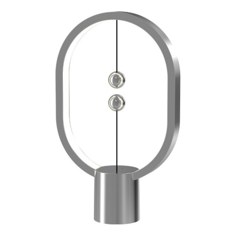 Allocacoc Heng Balance Type-C |mini aluminium Lamp Ellipse| Διακοσμητική λάμπα με μαγνητικό διακόπτη (Ασημί)