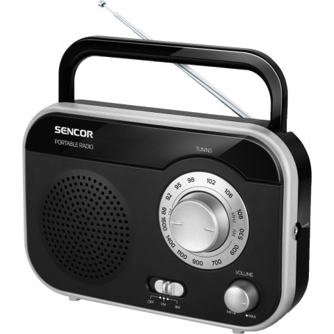 Sencor Φορητό Ραδιόφωνο Ρεύματος FM/AM Mono Retro Μαύρο SRD 210BS