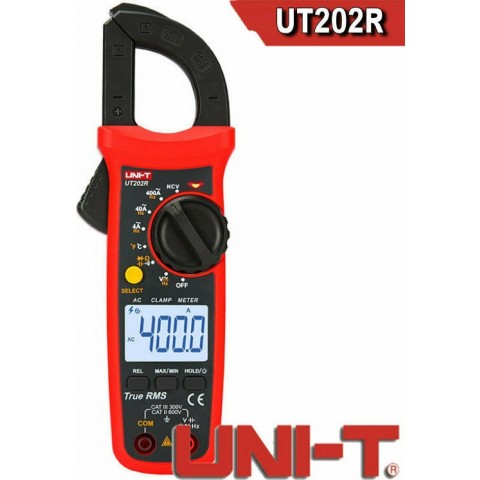 Uni-T UT202R Αμπεροτσιμπίδα 400A AC ένδειξη θερμοκρασιας True RMS MIE0434