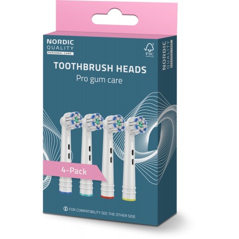 Nordic Quality Ανταλλακτικές Κεφαλές για Ηλεκτρική Οδοντόβουρτσα Oral B EB60P. Pro Gum Care 4τμχ Συμβατές με 2270015