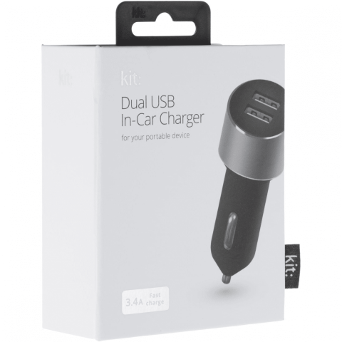 KIT Platinum Dual USB In-Car Charger 3.4A (Auto Detect) Γκρι USBCCALU3SG