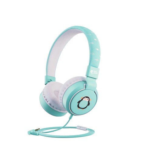 Planet Buddies Ενσύρματα Παιδικά Ακουστικά Κεφαλής Penguin V2 Recycled Μέγιστης Έντασης 85 dB Μπλε Ανοιχτό/Λευκό 52520