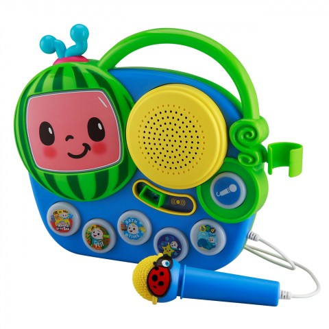 eKids Cocomelon Mini Boombox & Ασύρματο Μικρόφωνο για παιδιά με ενσωματωμένη μουσική & ηχητικά εφέ (CO-115) (Μπλε/Πράσινο/Κίτρινο)