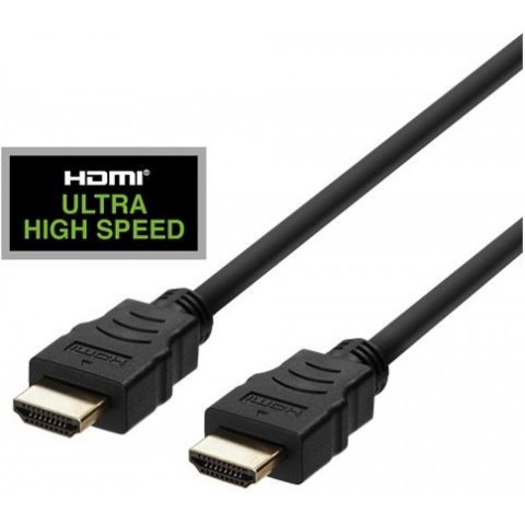 Deltaco Καλώδιο HDMI Αρσενικό σε HDMI Αρσενικό 2.1 ULTRA HIGH SPEED 1m Μαύρο HU-10-R