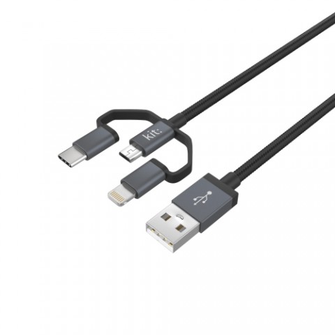 Kit USB cable 1 m USB C Black PRDC-3IN1-1MSG