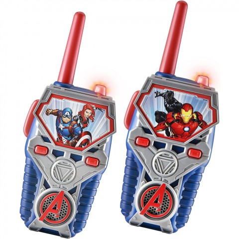 eKids Avengers Walkie Talkies για παιδιά & ενήλικες με ενσωματωμένο μεγάφωνο και εμβέλεια 150 μέτρων (AV-212) (Γκρι/Κόκκινο/Μπλε)