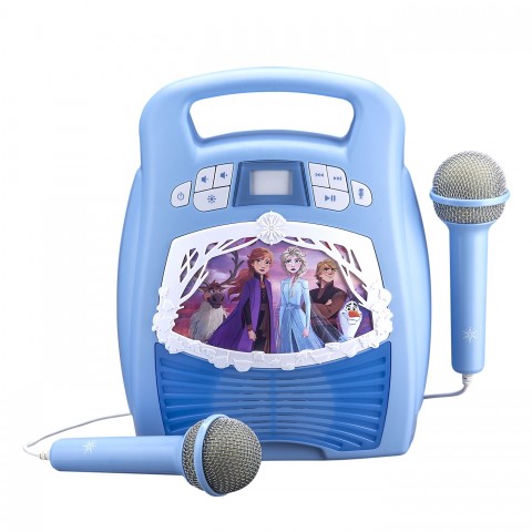 eKids Frozen 2 Bluetooth MP3 Boombox Karaoke & Ασύρματο Μικρόφωνο για παιδιά και εφήβους με ενσωματωμένη μουσική, φωτισμό, Sound Effects (FR-553) (Γαλάζιο/Λευκό)
