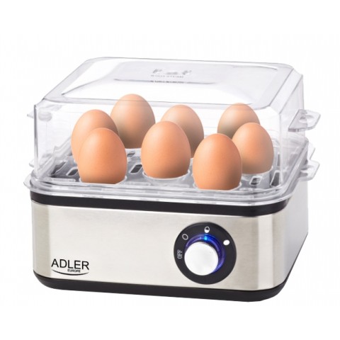 Adler Βραστήρας Αυγών 8 Θέσεων 800W Ασημί AD 4486