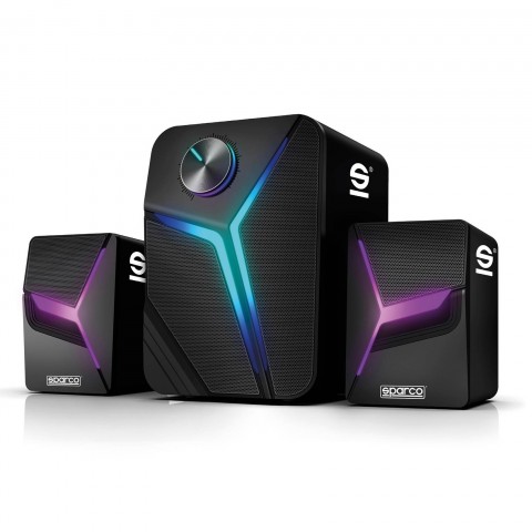 Sparco Gaming Ηχεία 2.1 HEADLIGHT PRO 5W + 2x3W 3.5mm Τροφοδοσία USB RGB Μαύρα SPSPEAKERSPRO