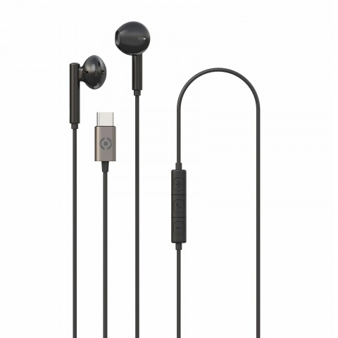 Celly Ενσύρματα Ακουστικά Ψείρες USB-C Με Πλήκτρο Ελέγχου Και Μικρόφωνο Μαύρο UP1100TYPECBK