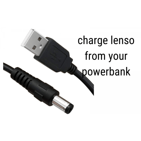Lenso Καλώδιο για Φόρτιση των Lenso Projectors από Powerbank USB-A 5V σε 12V Αρσενικό 1.5m Μαύρο USBACADAP