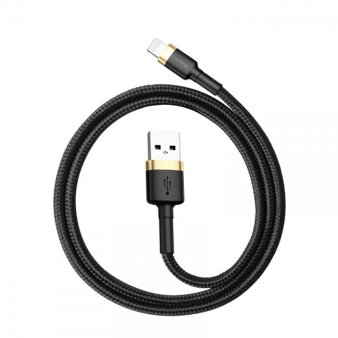 Baseus Καλώδιο USB-A σε Lightning Cafule Braided 2,4A 1m Μαύρο-Χρυσό CALKLF-BV1