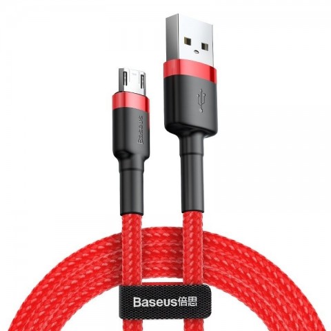 Baseus Καλώδιο USB-A σε Micro USB Cafule Braided 2,4A 1m Κόκκινο-Μαύρο CAMKLF-B09