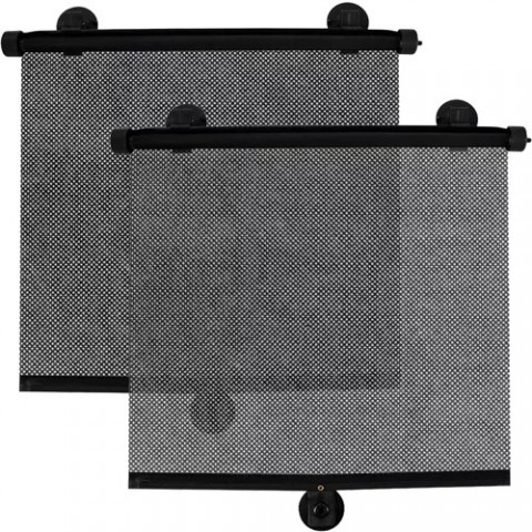 Σετ Κουρτινάκια Αυτοκινήτου 2τμχ σε Ρολό με Βεντούζα 36 x 43 cm Μαύρα 00023497