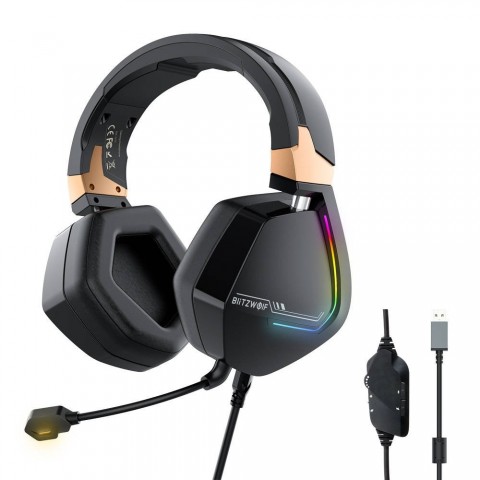 BlitzWolf Gaming Headset BW-GH2 Over Ear με σύνδεση USB Μαύρα BW-GH2