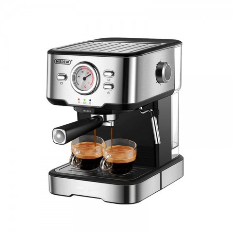 HiBrew Μηχανή Espresso Ημιαυτόματη για Αλεσμένο Καφέ 1050W 20 bar Ασημί H5