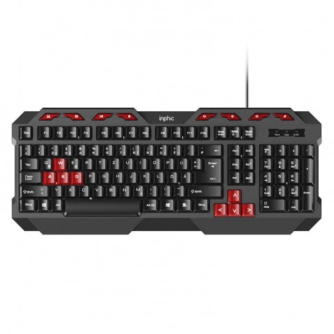 Inphic Gaming Keyboard Ενσύρματο Μαύρο Κόκκινο V610