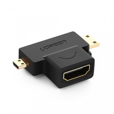 Ugreen Αντάπτορας micro HDMI / mini HDMI male - HDMI female Μαύρο 20144-ugreen