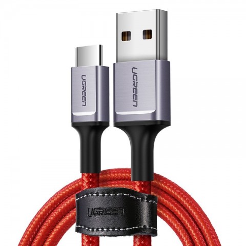 Ugreen Braided USB 2.0 Cable USB-C male - USB-A male Κόκκινο 1m (60184)