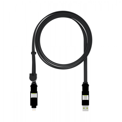 Rolling Square Καλώδιο Φόρτισης 6in1 inCharge XL USB-A Type C Micro USB Lightning 100W 2m Μαύρο XLM01R