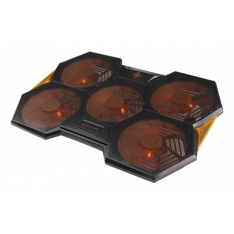 Deltaco Gaming Βάση Στήριξης και Ψύξης για Λάπτοπ έως 17.3" με 5x140mm Ανεμιστήρες LED 2x USB Μαύρη Πορτοκαλί GAM-072