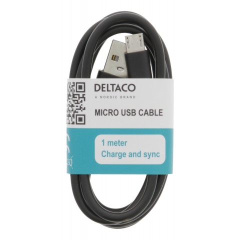DELTACO USB A - Micro USB cable, 1 m, Black GNG-MICRO1MB