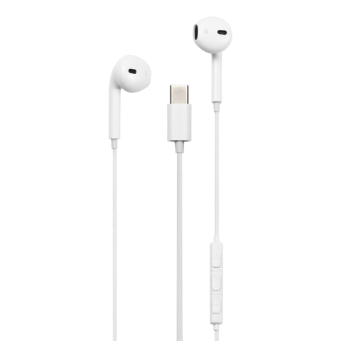 STREETZ Ενσύρματα Ακουστικά Ψείρες Type C Με Πλήκτρα Ελέγχου Και Μικρόφωνο Λευκά HL-W111