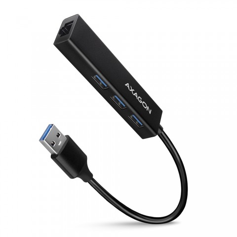 Axagon USB-A 3.2 HUB 3x USB-A + Ethernet Gigabit LAN, 20cm Μεταλλικό Μαύρο HMA-GL3A