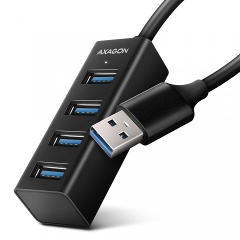 Axagon USB-A HUB 4x USB-A 3.2 Gen 1 Μεταλλικό Καλώδιο 20cm Μαύρο HUE-M1A