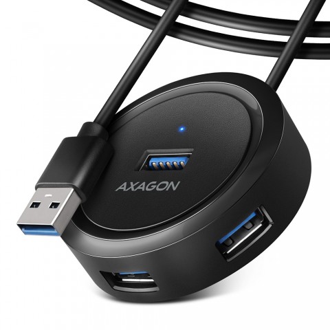 Axagon HUB 4x USB 3.2 Gen 1 ROUND, micro USB power IN, Καλώδιο 1.2m USB-A HUE-P1AL