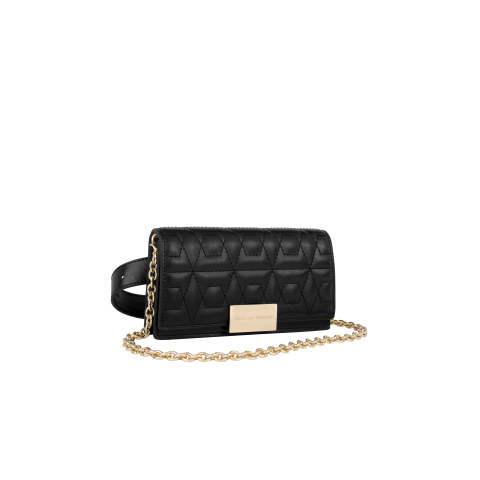 IDEAL OF SWEDEN τσαντάκι Cecile Multi Chain Bag Universal Quilted Black Gold IDCCBAW21-346