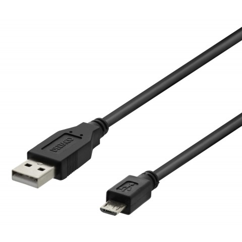 Deltaco Καλώδιο Φόρτισης USB-A σε Micro USB 1m, USB 2.0, Μαύρο MICRO-101