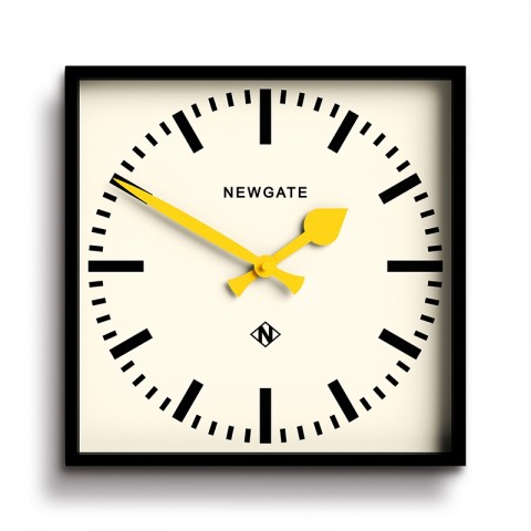Newgate Αναλογικό Ρολόι Τοίχου Number Five Railway Quartz 33.5x33.5cm Ακρυλικό Μαύρο, Κίτρινοι Δείκτες SF0016CL-YE