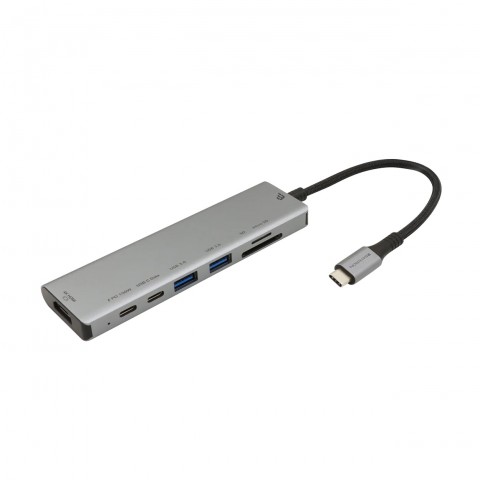 Baykron USB-C Multi-HUB Premium EXPLORER PD 100W, USB 3.0, 4K HDMI, SD & MicroSD Γκρι BA-CC-001