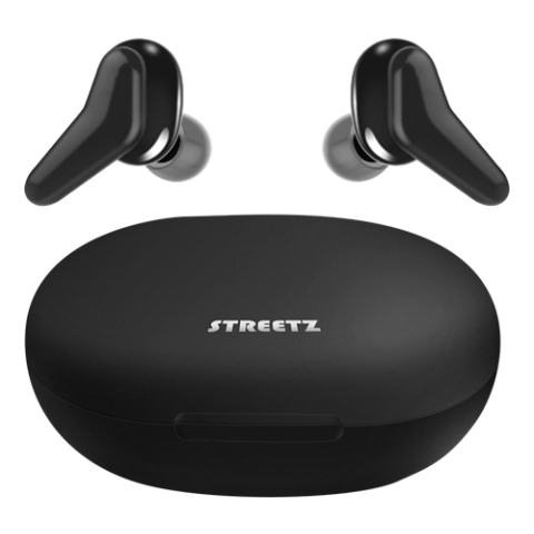 STREETZ True Wireless Stereo in-ear dual earbuds charge case Μαύρο TWS-1113